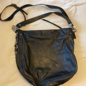 Coach black leather tote with crossbody strap